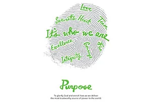 Interstate Batteries 2014 history milestone codifying the corporate culture by defining the company Purpose and Values