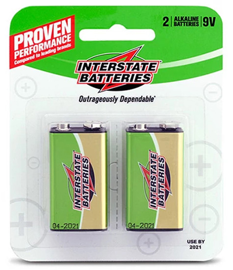 Alkaline 9V batteries from Interstate Batteries