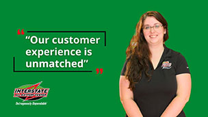 Interstate Batteries customer testimonial reading “Our customer experience is unmatched”
