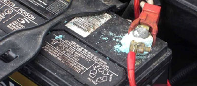 A car battery corrosion