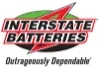Interstate Batteries logo with red text and Outrageously Dependable tagline 